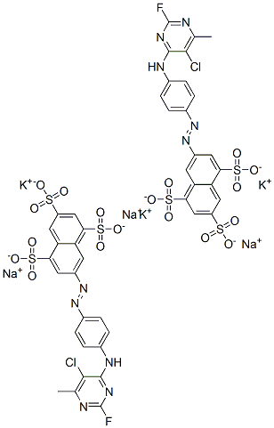 83400-25-3,7-[[4-[(5-chloro-2-fluoro-6-methyl-4-pyrimidinyl)amino]phenyl]azo]naphthalene-1,3,5-trisulphonic acid, potassium sodium salt