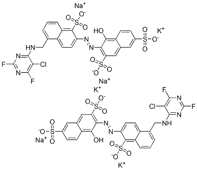 83417-31-6,3-[[5-[[(5-chloro-2,6-difluoro-4-pyrimidinyl)amino]methyl]-1-sulpho-2-naphthyl]azo]-4-hydroxynaphthalene-2,7-disulphonic acid, potassium sodium salt
