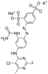 83763-55-7,potassium sodium 4-[[2-[(aminocarbonyl)amino]-4-[(5-chloro-2-fluoro-6-methyl-4-pyrimidyl)amino]phenyl]azo]benzene-1,3-disulphonate