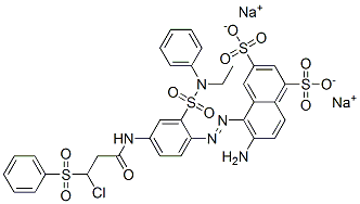 83784-03-6,6-amino-5-[[4-[[3-chloro-1-oxo-3-(phenylsulphonyl)propyl]amino]-2-[(ethylphenylamino)sulphonyl]phenyl]azo]naphthalene-1,3-disulphonic acid, sodium salt