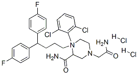 83898-67-3,4-[4,4-bis(4-fluorophenyl)butyl]-3-carbamoyl-N-(2,6-dichlorophenyl)piperazine-1-acetamide dihydrochloride