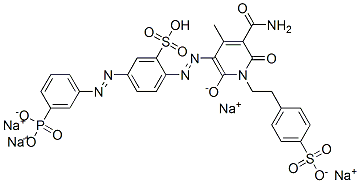 83984-89-8,tetrasodium 2-[[5-(aminocarbonyl)-1,6-dihydro-4-methyl-2-oxido-6-oxo-1-[2-(4-sulphonatophenyl)ethyl]-3-pyridyl]azo]-5-[(3-phosphonatophenyl)azo]benzenesulphonate