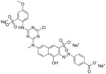 84045-66-9,trisodium 4-[[6-[[4-chloro-6-[(4-methoxy-2-sulphonatophenyl)amino]-1,3,5-triazin-2-yl]methylamino]-1-hydroxy-3-sulphonato-2-naphthyl]azo]benzoate