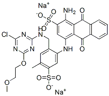 84100-76-5,disodium 1-amino-4-[[2-[[[4-chloro-6-(2-methoxyethoxy)-1,3,5-triazin-2-yl]amino]methyl]-4-methyl-5-sulphonatophenyl]amino]-9,10-dihydro-9,10-dioxoanthracene-2-sulphonate