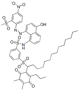 84285-28-9,3-[[1-(4,5-dimethyl-3,6-dioxo-2-propylcyclohexa-1,4-dien-1-yl)tetradecyl]sulphonyl]-N-[5-hydroxy-8-[[2-(methylsulphonyl)-4-nitrophenyl]azo]-1-naphthyl]benzenesulphonamide