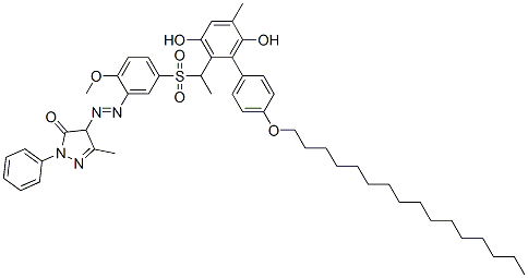 84304-19-8,4-[[5-[[1-[4'-(hexadecyloxy)-3,6-dihydroxy-5-methyl[1,1'-biphenyl]-2-yl]ethyl]sulphonyl]-2-methoxyphenyl]azo]-2,4-dihydro-5-methyl-2-phenyl-3H-pyrazol-3-one