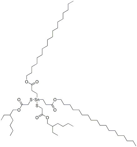 84370-78-5,2-ethylhexyl 10-ethyl-4,4-bis[3-(octadecyloxy)-3-oxopropyl]-7-oxo-8-oxa-3,5-dithia-4-stannatetradecanoate