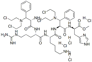 84434-76-4,methyl N-[3-[bis(2-chloroethyl)amino]-N-[N2-[N2-[3-[bis(2-chloroethyl)amino]-3-phenyl-L-alanyl]-L-arginyl]-L-lysyl]-3-phenyl-L-alanyl]-L-histidinate tetrahydrochloride