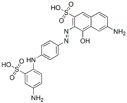 84583-81-3,2-Naphthalenesulfonic acid, 6-amino-3-[[4-[(4-amino-2-sulfophenyl)amino]phenyl]azo]-4-hydroxy-, diazotized, coupled with 2,4-diaminobenzenesulfonic acid and p-phenylenediamine