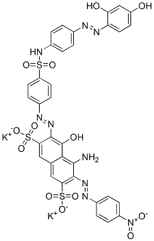 84878-17-1,4-amino-6-[[4-[[[4-[(2,4-dihydroxyphenyl)azo]phenyl]amino]sulphonyl]phenyl]azo]-5-hydroxy-3-[(4-nitrophenyl)azo]naphthalene-2,7-disulphonic acid, potassium salt
