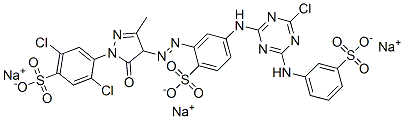 84962-49-2,4-[[4-chloro-6-[(3-sulphophenyl)amino]-1,3,5-triazin-2-yl]amino]-2-[[1-(2,5-dichloro-4-sulphophenyl)-4,5-dihydro-3-methyl-5-oxo-1H-pyrazol-4-yl]azo]benzenesulphonic acid, sodium salt