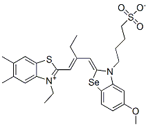 85050-03-9,3-ethyl-2-[2-[[5-methoxy-3-(4-sulphonatobutyl)benzoselenazol-2(3H)-ylidene]methyl]but-1-enyl]-5,6-dimethylbenzothiazolium