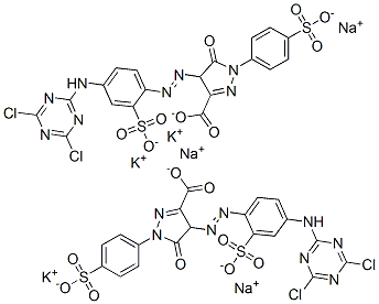 85136-23-8,4-[[4-[(4,6-dichloro-1,3,5-triazin-2-yl)amino]-2-sulphophenyl]azo]-4,5-dihydro-5-oxo-1-(4-sulphophenyl)-1H-pyrazole-3-carboxylic acid, potassium sodium salt