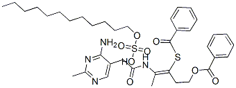 85187-36-6,S-[2-[[(4-amino-2-methyl-5-pyrimidinyl)methyl]formamido]-1-[2-(benzoyloxy)ethyl]prop-1-enyl] thiobenzoate, mono(dodecyl sulphate)