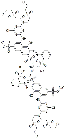 85554-62-7,5-[[4-[bis[2-[(2-chloroethyl)sulphonyl]ethyl]amino]-6-chloro-1,3,5-triazin-2-yl]amino]-4-hydroxy-3-[(2-sulphophenyl)azo]naphthalene-2,7-disulphonic acid, potassium sodium salt