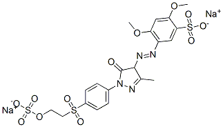85567-13-1,5-[[4,5-dihydro-3-methyl-5-oxo-1-[4-[[2-(sulphooxy)ethyl]sulphonyl]phenyl]-1H-pyrazol-4-yl]azo]-2,4-dimethoxybenzenesulphonic acid, sodium salt
