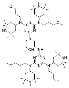 85567-20-0,Ethanol, 2-[[4,6-bis[(3-methoxypropyl)(2,2,6,6-tetramethyl-4-piperidinyl)amino]-1,3,5-triazin-2-yl][2-[[4,6-bis[(3-methoxypropyl)(2,2,6,6-tetramethyl-4-piperidinyl)amino]-1,3,5-triazin-2-yl]amino]ethyl]amino]-