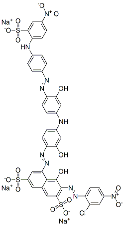 85631-89-6,trisodium 3-[(2-chloro-4-nitrophenyl)azo]-4-hydroxy-5-[[2-hydroxy-4-[[3-hydroxy-4-[[4-[(4-nitro-2-sulphonatophenyl)amino]phenyl]azo]phenyl]amino]phenyl]azo]naphthalene-2,7-disulphonate
