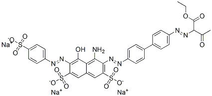85750-01-2,1-ethyl trihydrogen 2-[[4'-[[1-amino-8-hydroxy-3,6-disulphonato-7-[(4-sulphonatophenyl)azo]-2-naphthyl]azo][1,1'-biphenyl]-4-yl]azo]acetoacetate, sodium salt