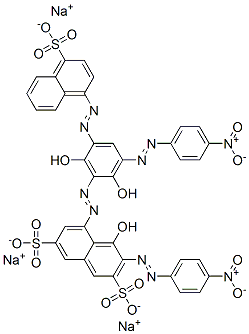 85851-56-5,trisodium 5-[[2,6-dihydroxy-3-[(4-nitrophenyl)azo]-5-[(4-sulphonato-1-naphthyl)azo]phenyl]azo]-4-hydroxy-3-[(4-nitrophenyl)azo]naphthalene-2,7-disulphonate