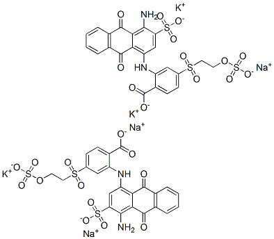 85940-62-1,2-[(4-amino-9,10-dihydro-9,10-dioxo-3-sulphoanthracen-1-yl)amino]-4-[[2-(sulphooxy)ethyl]sulphonyl]benzoic acid, potassium sodium salt