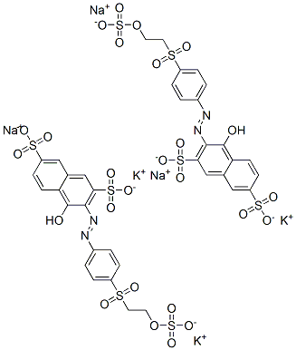 85940-65-4,4-hydroxy-3-[[4-[[2-(sulphooxy)ethyl]sulphonyl]phenyl]azo]naphthalene-2,7-disulphonic acid, potassium sodium salt