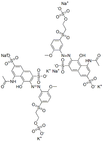 85940-67-6,5-acetamido-4-hydroxy-3-[[2-methoxy-5-[[2-(sulphooxy)ethyl]sulphonyl]phenyl]azo]naphthalene-2,7-disulphonic acid, potassium sodium salt