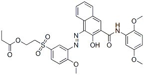 85959-36-0,N-(2,5-dimethoxyphenyl)-3-hydroxy-4-[[2-methoxy-5-[[2-(1-oxopropoxy)ethyl]sulphonyl]phenyl]azo]naphthalene-2-carboxamide