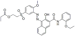 85959-50-8,N-(2-ethoxyphenyl)-3-hydroxy-4-[[2-methoxy-5-[[2-(1-oxopropoxy)ethyl]sulphonyl]phenyl]azo]naphthalene-2-carboxamide