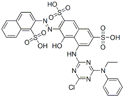 86244-36-2,5-[[4-chloro-6-(ethylphenylamino)-1,3,5-triazin-2-yl]amino]-4-hydroxy-3-[(1-sulpho-2-naphthyl)azo]naphthalene-2,7-disulphonic acid