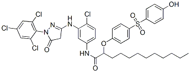 87001-12-5,N-[4-chloro-3-[[4,5-dihydro-5-oxo-1-(2,4,6-trichlorophenyl)-1H-pyrazol-3-yl]amino]phenyl]-2-[4-[(4-hydroxyphenyl)sulphonyl]phenoxy]dodecanamide