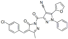 933065-61-3,1H-Pyrazole-4-carbonitrile,  3-[[4-[(4-chlorophenyl)methylene]-4,5-dihydro-3-methyl-5-oxo-1H-pyrazol-1-yl]carbonyl]-5-(2-furanyl)-1-phenyl-