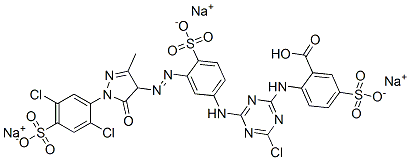 93778-50-8,trisodium hydrogen 2-[[4-chloro-6-[[3-[[1-(2,5-dichloro-4-sulphonatophenyl)-4,5-dihydro-3-methyl-5-oxo-1H-pyrazol-4-yl]azo]-4-sulphonatophenyl]amino]-1,3,5-triazin-2-yl]amino]-5-sulphonatobenzoate