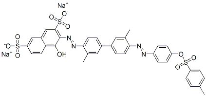 93804-33-2,3-[[3,3'-dimethyl-4'-[[4-[[(p-tolyl)sulphonyl]oxy]phenyl]azo][1,1'-biphenyl]-4-yl]azo]-4-hydroxynaphthalene-2,7-disulphonic acid, sodium salt