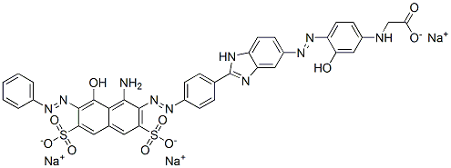 93857-60-4,trisodium N-[4-[[2-[4-[[1-amino-8-hydroxy-7-(phenylazo)-3,6-disulpho-2-naphthyl]azo]phenyl]-1H-benzimidazol-5-yl]azo]-3-hydroxyphenyl]glycinate