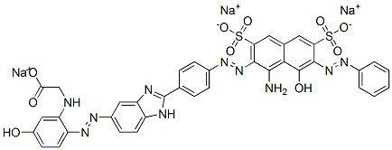 93857-61-5,trisodium N-[2-[[2-[4-[[1-amino-8-hydroxy-7-(phenylazo)-3,6-disulphonato-2-naphthyl]azo]phenyl]-1H-benzimidazol-5-yl]azo]-5-hydroxyphenyl]glycinate