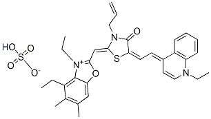 93857-83-1,ethyl 2-[[3-allyl-5-[(1-ethyl-1H-quinolin-4-ylidene)ethylidene]-4-oxothiazolidin-2-ylidene]methyl]-3-ethyl-5,6-dimethylbenzoxazolium sulphate