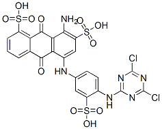 93858-28-7,8-amino-5-[[4-[(4,6-dichloro-1,3,5-triazin-2-yl)amino]-3-sulphophenyl]amino]-9,10-dihydro-9,10-dioxoanthracene-1,7-disulphonic acid