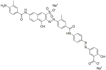 93964-14-8,5-[[4-[[4-[[6-[(4-amino-3-methylbenzoyl)amino]-1-hydroxy-3-sulpho-2-naphthyl]azo]-3-methylbenzoyl]amino]phenyl]azo]salicylic acid, sodium salt