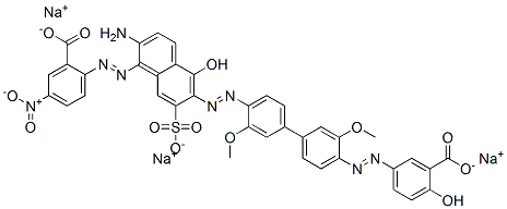 93964-42-2,sodium 2-[[2-amino-6-[[4'-[(3-carboxy-4-hydroxyphenyl)azo]-3,3'-dimethoxy[1,1'-biphenyl]-4-yl]azo]-5-hydroxy-7-sulpho-1-naphthyl]azo]-5-nitrobenzoate