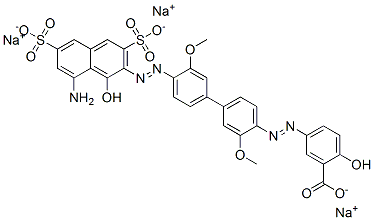 93964-64-8,trisodium 5-[[4'-[(8-amino-1-hydroxy-3,6-disulphonato-2-naphthyl)azo]-3,3'-dimethoxy[1,1'-biphenyl]-4-yl]azo]salicylate