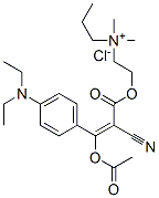 93981-77-2,3-(acetoxy)propyl[2-[[2-cyano-3-[4-(diethylamino)phenyl]-1-oxoallyl]oxy]ethyl]dimethylammonium chloride