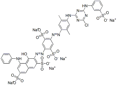 93983-23-4,pentasodium 3-[[4-[[4-[[4-chloro-6-[(3-sulphonatophenyl)amino]-1,3,5-triazin-2-yl]amino]-2,5-dimethylphenyl]azo]-2,5-disulphonatophenyl]azo]-4-hydroxy-5-(phenylamino)naphthalene-2,7-disulphonate