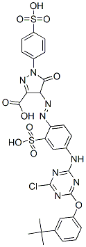 94042-71-4,4-[[4-[[6-[3-(tert-butyl)phenoxy]-4-chloro-1,3,5-triazin-2-yl]amino]-2-sulphophenyl]azo]-4,5-dihydro-5-oxo-1-(4-sulphophenyl)-1H-pyrazole-3-carboxylic acid