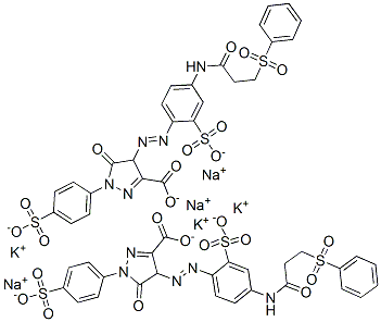 94158-43-7,4,5-dihydro-5-oxo-4-[[4-[[1-oxo-3-(phenylsulphonyl)propyl]amino]-2-sulphophenyl]azo]-1-(4-sulphophenyl)-1H-pyrazole-3-carboxylic acid, potassium sodium salt