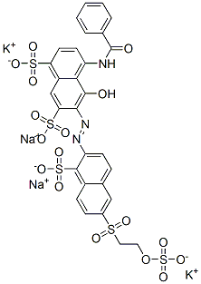 94158-88-0,4-(benzoylamino)-5-hydroxy-6-[[1-sulpho-6-[[2-(sulphooxy)ethyl]sulphonyl]-2-naphthyl]azo]naphthalene-1,7-disulphonic acid, potassium sodium salt