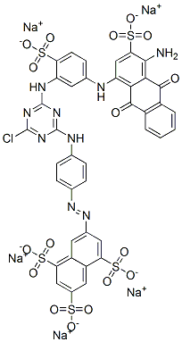 94159-05-4,pentasodium 7-[[4-[[4-[[5-[(4-amino-9,10-dihydro-9,10-dioxo-3-sulphonato-1-anthryl)amino]-2-sulphonatophenyl]amino]-6-chloro-1,3,5-triazin-2-yl]amino]phenyl]azo]naphthalene-1,3,5-trisulphonate