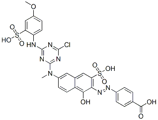 94159-07-6,4-[[6-[[4-chloro-6-[(4-methoxy-2-sulphophenyl)amino]-1,3,5-triazin-2-yl]methylamino]-1-hydroxy-3-sulpho-2-naphthyl]azo]benzoic acid