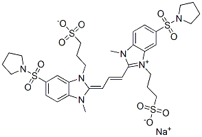94200-20-1,1H-Benzimidazolium, 2-[3-[1,3-dihydro-1-methyl-5-(1-pyrrolidinylsulfonyl)-3-(3-sulfopropyl)-2H-benzimidazol-2-ylidene]-1-propenyl]-1-methyl-5-(1-pyrrolidinylsulfonyl)-3-(3-sulfopropyl)-, hydroxide, inner salt, sodium salt