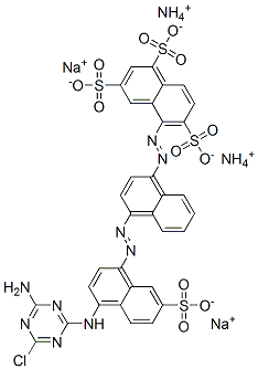 94213-52-2,5-[[4-[[4-[(4-amino-6-chloro-1,3,5-triazin-2-yl)amino]-7-sulpho-1-naphthyl]azo]-1-naphthyl]azo]naphthalene-1,3,6-trisulphonic acid, ammonium sodium salt